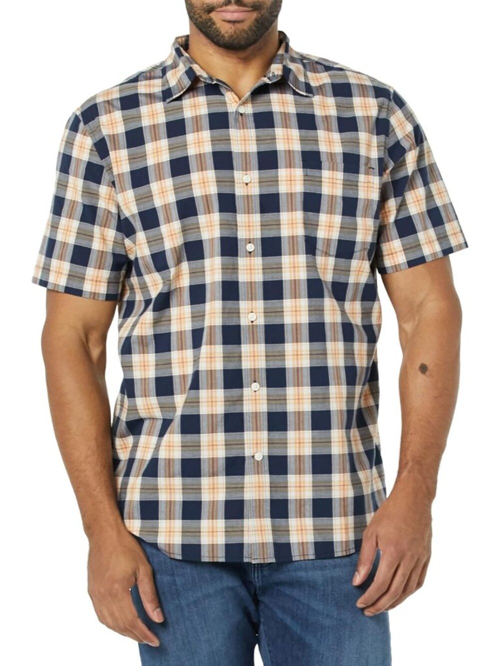 Men's Slim-Fit Short-Sleeve Poplin Shirt - Casual, Lightweight, Versatile Style